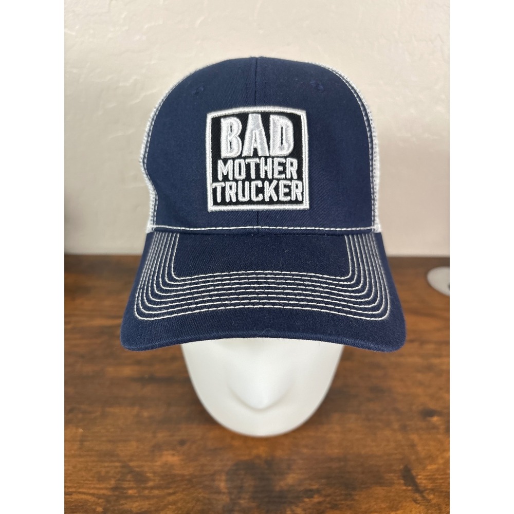 Eric Church Bad Mother Trucker Navy Blue White Mesh Snapback Hat Official Merch